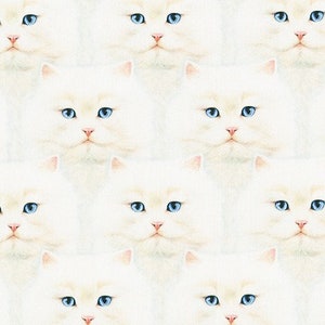 Cotton fabric cat faces, noble cats, cat, cat fabric, sewing, patchwork fabric, fabric, 0.50 m