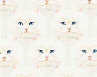 Cotton fabric cat faces, noble cats, cat, cat fabric, sewing, patchwork fabric, fabric, 0.50 m