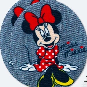Disney Mimmi Pigg Strykmärken, Set med 2, Musmärken för jacka, väska, ryggsäck, Officiellt licensierad produkt, Mono Quick