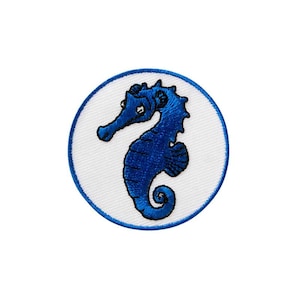 Seahorse, sea, maritime, fish, blue, animals, patches, iron-on patch
