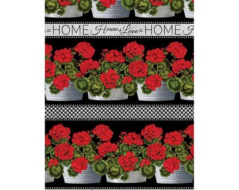 Cotton geraniums balcony, flowers, House & Love, sewing, patchwork fabric, woven fabric, fabric, 0.50 m