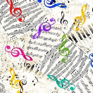 Notas de clave de algodão música, costura, tecido, tecido patchwork, tecido, 0,50