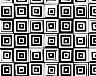 Tela de algodón a cuadros en blanco y negro – cuadrado, rectángulo, rombo, efecto 3D, costura, patchwork, decoración, tela de 0,50 m