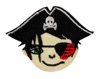 Image thermocollante pirate, cache-oeil, chapeau de pirate, tête de mort, héros, patchs, patchs, applique, thermocollant