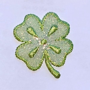 Iron-on clover, clover leaves, lucky clover, lucky charm, luck, good luck, glitter, patch, sewing, sewing supplies, patch
