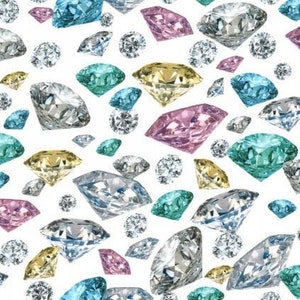 Cotton Diamond, Diamonds Are a Girl's Best Friend, DIAMONDS, BRILLIANT, sewing, cotton fabric, fabric, 0.50 m