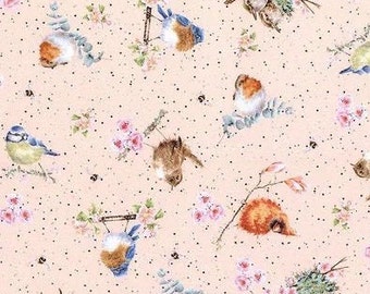 Baumwolle, Vögel, Rotkehlchen, Blaumeise, roter Kardinal, Spatzen, Kohlmeise, Meise, Zaunkönig, Vogel, Vogelnest, Blumen, nähen, Stoff