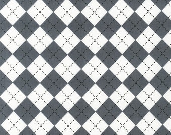 Tela de algodón con estampado de rombos, gris y blanca, tejida, para costura, patchwork, 0,50 m