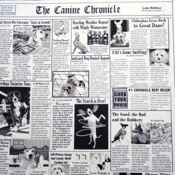 Baumwolle Hunde Zeitung, Nachrichten, News Letter, Newspaper, nähen, Baumwollstoff, Patchworkstoff, Stoff, 0,50m