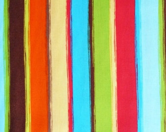 Cotton Stripes Orange Blue Brown Green Red Sewing Fabric 0.50m