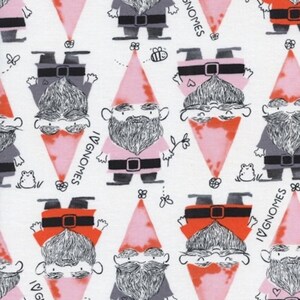 Baumwollstoff Gnome & Zwerge – Cotton + Steel, Wichtel mit Blumen, Schmetterlingen, Patchworkstoff für Quilt, Taschen, Deko nähen, 0,5 m