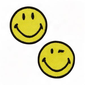 2 toppe termoadesive con faccine sorridenti, toppe emoji gialle, toppe mono rapide da 2,5 cm