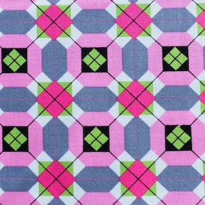 Katoen geruite diamanten naaien, roze, naaien, geweven stof, patchworkstof, stof, 0,50 m
