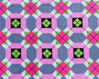 Costura de rombos a cuadros de algodón, rosa, tela de algodón, costura, patchwork, tela, 0,50 m