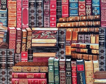 Baumwollstoff Bücher Bibliothek Buch, Bücherei, Antiquariat, Buchhandlung, Stadtbibliothek, Bibliothekar, nähen, Stoff, 0,50m