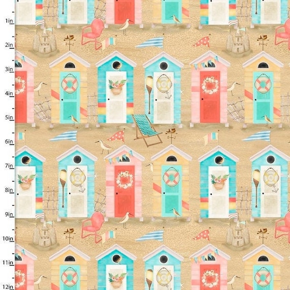 Baumwollstoff Strandhaus FERNWEH Strandurlaub, Sommer, Sandburg