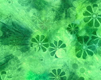 GREEN Cotton Fabric Patchwork Quality Bright And Dark Mixed Patterned Floral