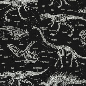Cotton GLOWS IN THE DARK Dino dinosaur, glow in dark, fabric, sewing, patchwork fabric, 0.50 m