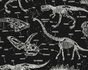 Cotton GLOWS IN THE DARK Dino dinosaur, glow in dark, fabric, sewing, patchwork fabric, 0.50 m