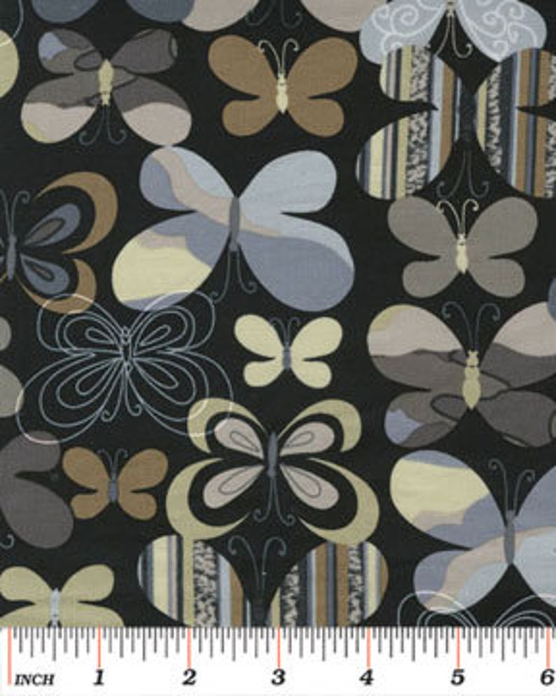 Baumwolle Camou Schmetterlinge, schwarz, Camouflage, Patchworkstoff, nähen, Stoff, Baumwollstoff, 0,50m Bild 1