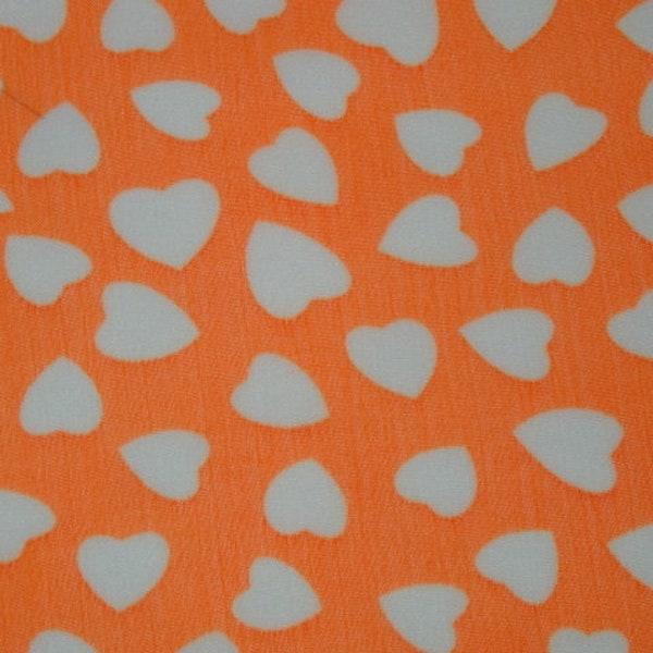 Leichter Chiffon mit Herzen, neon orange, nähen, Stoff, 0,50m