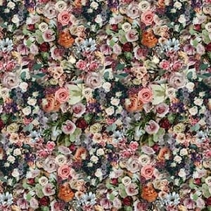 Cotton fabric rose flowers, blossoms, thistle, anemone, berries, sewing, cotton, patchwork fabric, fabric, 0.50 m