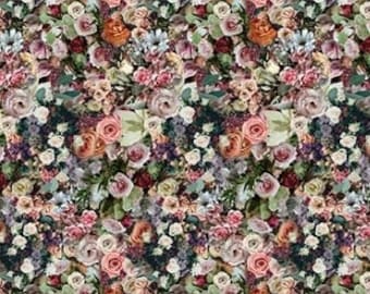 Baumwollstoff  Rose Blumen, Blüten, Edeldistel, Anemone, Beeren, nähen, Baumwolle, Patchworkstoff, Stoff, 0,50m