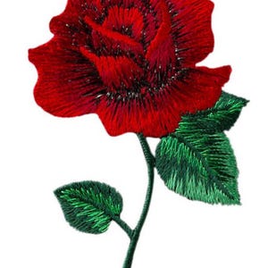 Rose Mono Snel strijkbaar patch – bloemenpatch, strijkapplicatie, patch voor jassen, tassen, kleding, reparatie, doe-het-zelf en naaibenodigdheden