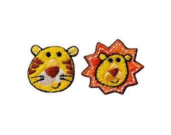 Images thermocollantes petit lion et tigre, prédateurs, lion, tigre, animaux, pico, patchs, thermocollants, patchs