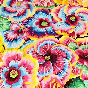 Baumwollstoff Hibiskus Blumen Sommerstoff Patchworkstoff Nähen Taschen Free Spirit 0,5 m