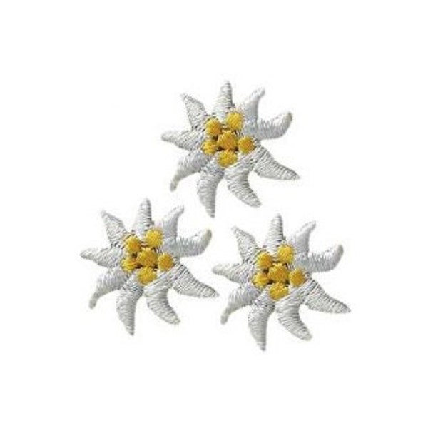 Patchs thermocollants 3 petits Edelweiss, EDELWEIß, fleurs, plantes, montagnes, patchs, coudre