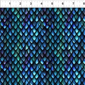 Cotton dragon scales blue, dragon, dragon, dragon skin, scales, blue, sewing, cotton fabric, fabric, 0.30 m