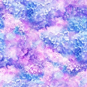 Cotton HORTENSIA Hydrangea flowers, blossoms, pastel colors, digital print, sewing, patchwork fabric, fabric, 0.50 m