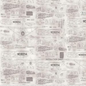 Katoenen stof voor Tim Holtz modelvliegtuigen, vintage vliegtuigstof, patchworkstof voor tassen, kussens en quilts, 0,25 m