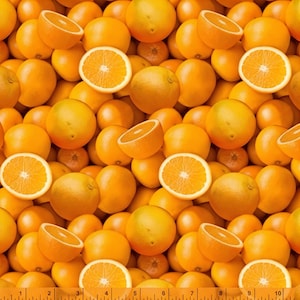 Tissu en coton orange – tissu d'hiver pour la cuisine et la décoration de Noël, patchwork, courtepointes, chemins de table, coussins, 0,5 m