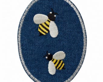 Iron-on bee patch for jeans – Mono Quick Patch iron-on patch, repair patch for jeans jacket, 1 piece 9 x 6.5 cm
