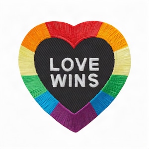 Toppa termoadesiva LOVE WINS Cuore Arcobaleno, Toppa Pride per giacca, borsa, maglietta, Mono Quick Patch