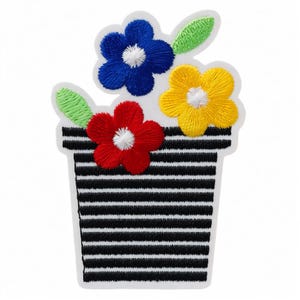 Strijkpatch bloempot bloemen bloesem patch strijkpatch Mono-Quick applicatie 6,8 cm