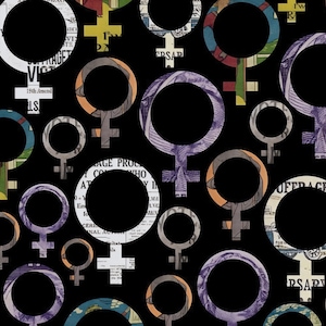 Baumwollstoff Feminismus Venuszeichen Frauen Symbol Patchworkstoff Taschen Kissen Nähen Schwarz 0,5 m