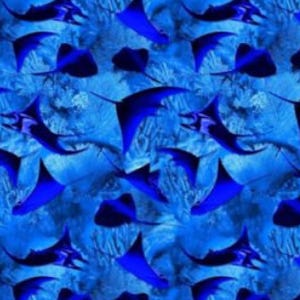 Baumwollstoff MANTAROCHEN – Rochen, Fische, Meer & Unterwasser, maritimer Patchworkstoff zum Nähen von Taschen, Quilts, Deko 0,5 m