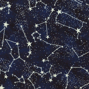 Cotton GLOWS IN THE DARK constellation universe, space, galaxy, sewing, cotton fabric, fabric, 0.45 m