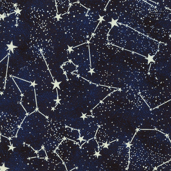 Baumwolle LEUCHTET IM DUNKELN  Konstellation Sternbild Universum, Weltall, Galaxie, Galaxy, nähen, Baumwollstoff, Stoff, 0,45m