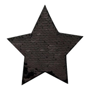 Può includere: Toppa a forma di stella nera fatta di paillettes.