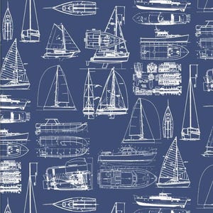 Cotton sailboats, maritime, nautical, world oceans, sailing, Fair Winds and Following Seas, sewing, patchwork fabric, fabric, 0.50 m