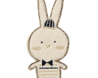 Image thermocollante HASE, lapin, beige, nœud, animal, patch, coudre, thermocollant, appliqué, patchs, patchs, à repasser