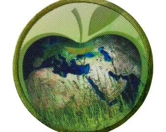 Recycl-Patch, Apfel mit Weltkarte, Natur, Grün, Apfel, Weltkarte, Recycle Patches, Bügelbilder, Flicken, Patches, Aufbügler, Applikation