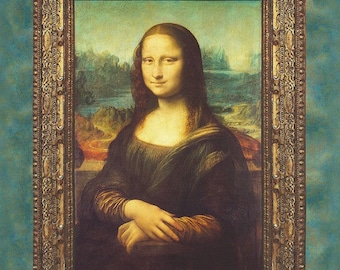 Baumwolle MONA LISA Leonardo da Vinci , Panel, 0,92m x 1,10m, Frauen, Gemälde, Ölgemälde, Kunst, nähen, Patchwork, Stoff