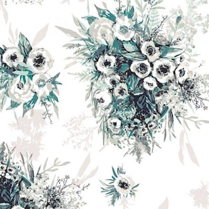 Katoen aquarellen, bloemen, bloesems, bloemen, naaien, patchworkstof, stof, 0,50 m