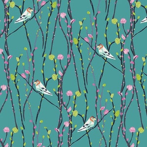 Cotton delicate birds, birds, bird, flowers, sewing, woven fabric, patchwork fabric, fabric, 0.50 m
