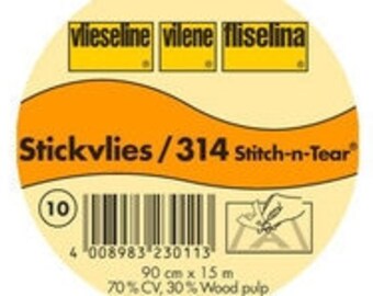 Vlies da ricamo * strappabile *, pile da ricamo Vlieseline 314, cucito, Stitch-n-Tear, strappabile, Freudenberg, patchwork, 0,30 m